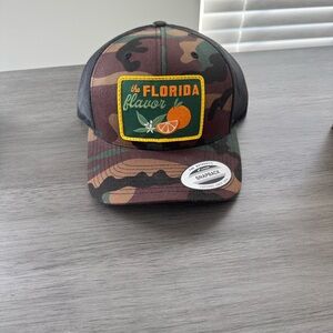 Camouflage Trucker Hat with Orange Patch - The Florida Flavor